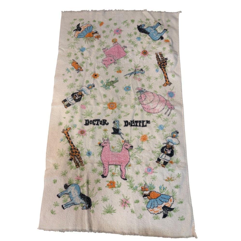 Vintage Cannon Doctor Dolittle Beach Towel White Cotton Pushmi-Pullyu 35x18